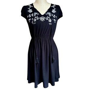 Francesca’s ALYA Floral Embroidered Black Dress